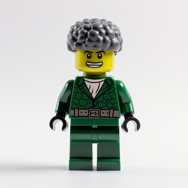Минифигурка Лего в зеленом костюме с зелеными волосами в стиле Герды Таро