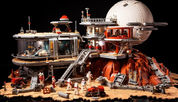 Foto lego mars speel met futuristische ruimteverkenning