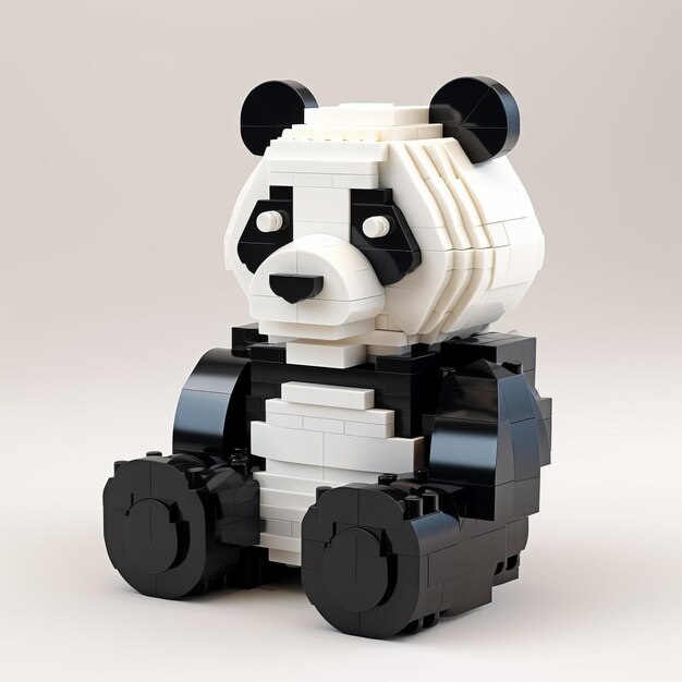 Lego Panda Bear 3d Plastic Texture With Vray Tracing Premium AI generated image