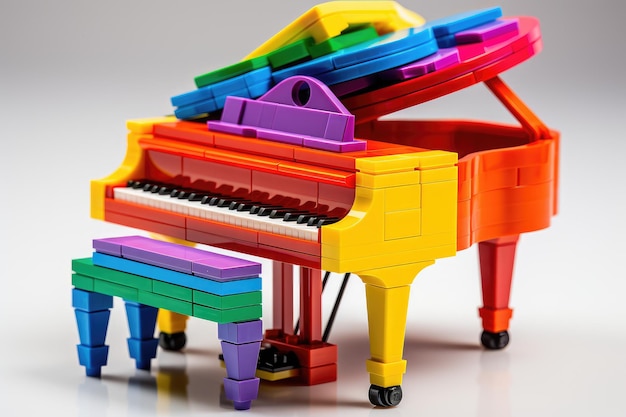 Photo lego piano multicolored toy piano children's music school generative ai