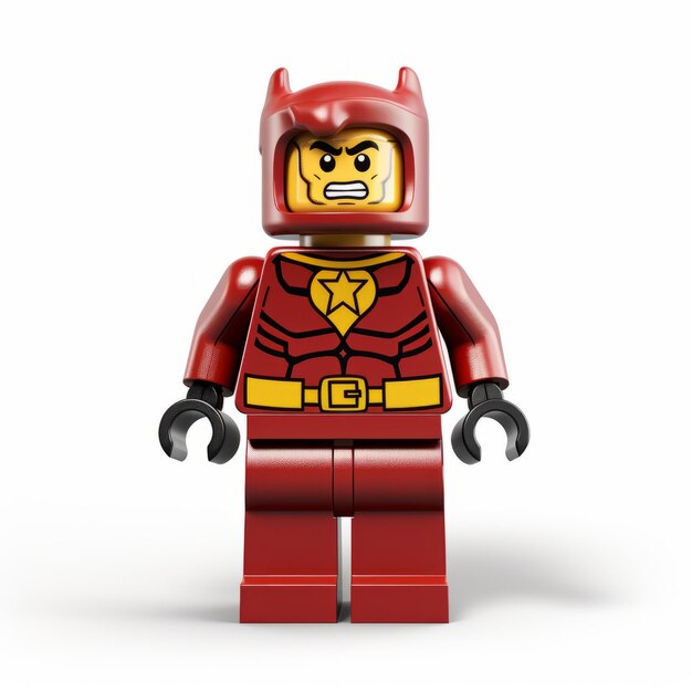 Lego Superhero Red Costume With Golden Helmet