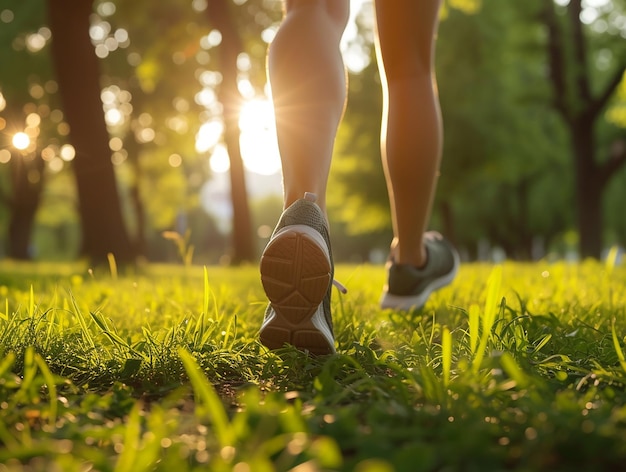 Legs of a female runner jogging