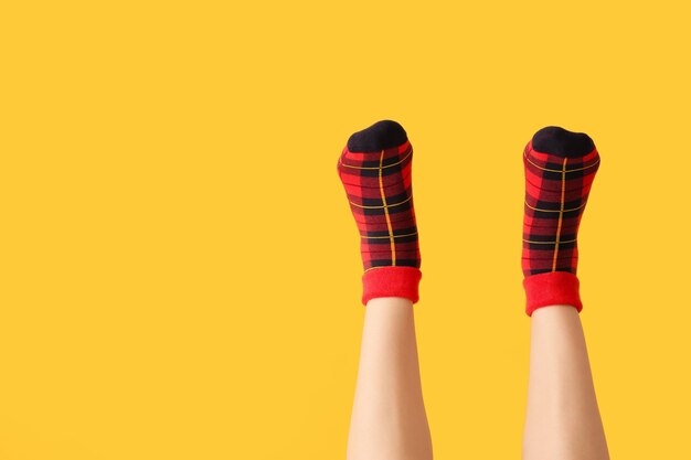 Photo legs of young woman in socks