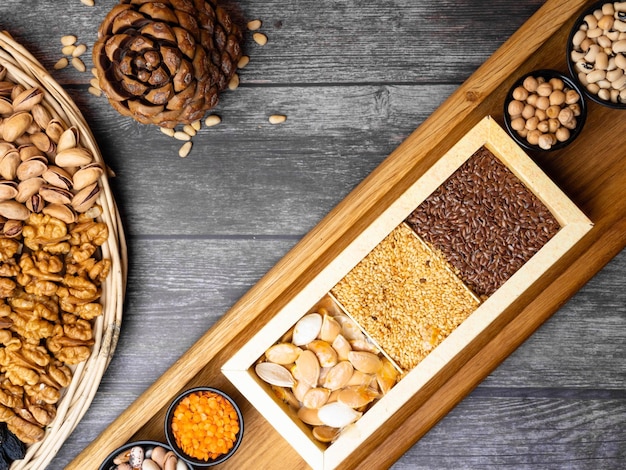 マメ科植物豆種子ナッツ繊維の食料源健康またはベジタリアン料理のコンセプト イメージ