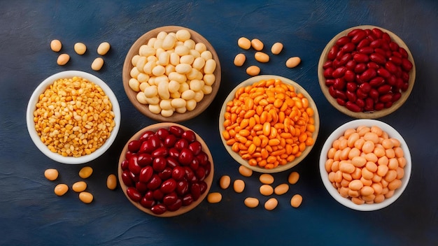 Legumes and beans assortmenthealthy vegan protein food
