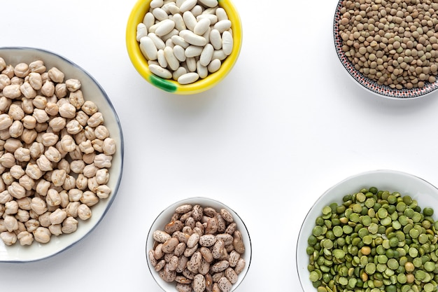 Legumes, lentils, chickpeas, beans, green lentils