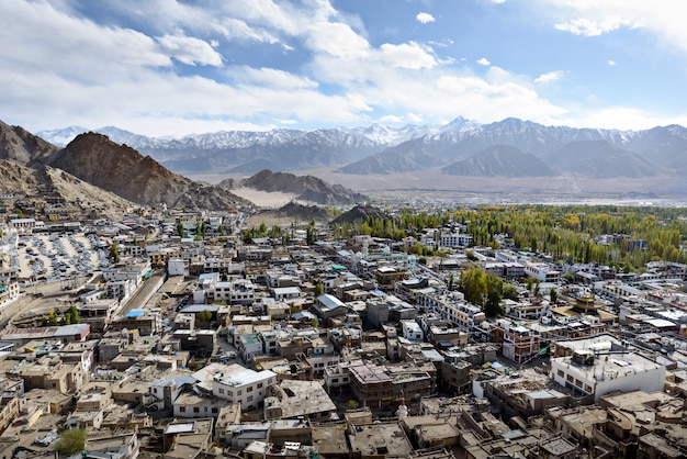 Leh Ladakh city scape with sunlight