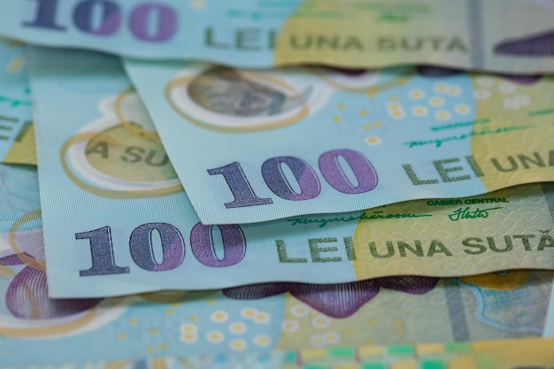 Photo lei romanian money ron leu money european currency