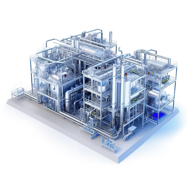 leidingnetwerk bij een industriële chemische fabriek