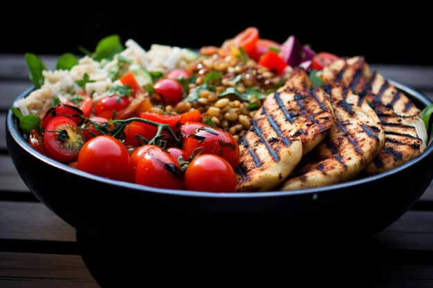 Lekker Boeddha-bak met gegrilde kip en voedingsrijke ingrediënten