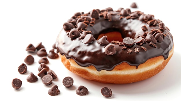 Lekker chocolade donut geïsoleerd op wit Hoogwaardige foto