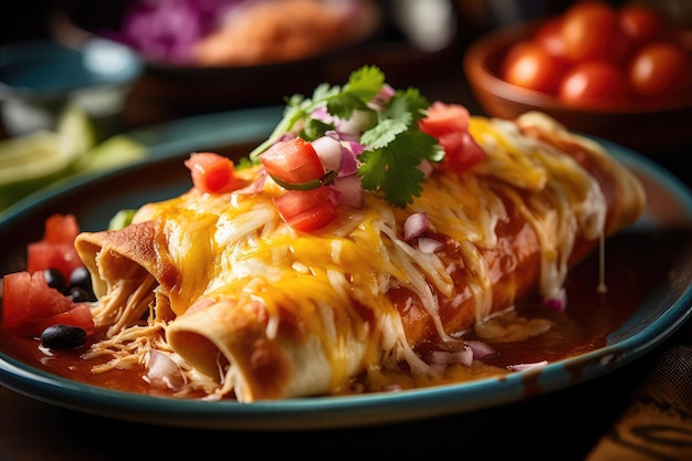 Lekker eten van Mexicaanse enchiladas AI gegenereerd