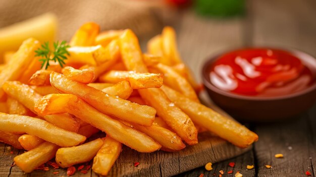 Lekker friet en ketchup. Heerlijk eten.