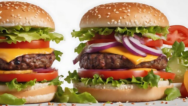 Lekker hamburger geïsoleerd op witte achtergrond vers hamburger fastfood met rundvlees en kaas