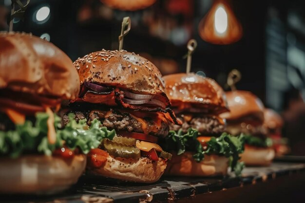 Foto lekker hamburger heerlijk fastfood hoogwaardig eten boterham tomaten kaas hamburger amerikaanse lunch