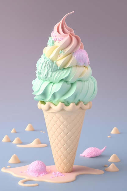 lekker ijsje met pastelkleur op geïsoleerde achtergrond