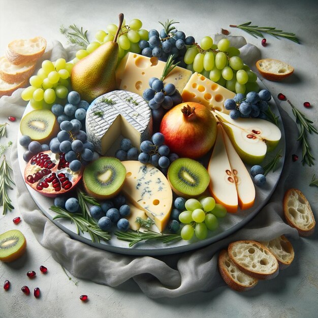 Foto lekker kaas en fruitplaten gezonde voeding illustraties