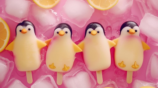 Lekker kawaii Speelse pinguïn popsicles Generatieve Ai