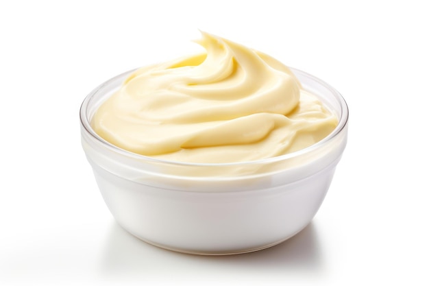 Foto lekker mayonaise geïsoleerd op witte achtergrond