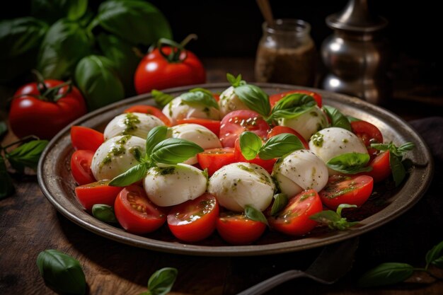 Lekker mozzarella tomaten basilicum Generate Ai