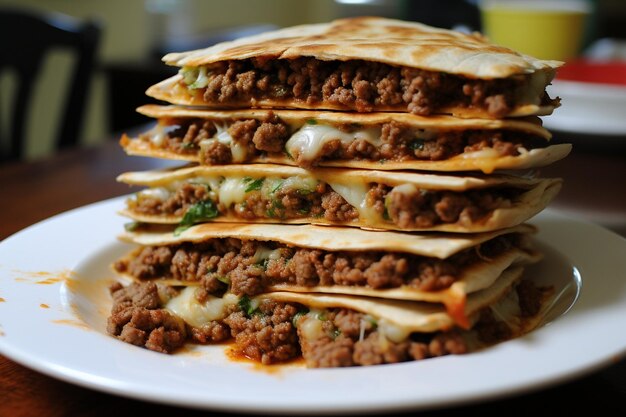 Foto lekker rundvlees en kaas quesadillas voor de lunch.