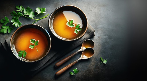 Lekker zelfgemaakte bottenbouillon met verse kruiden