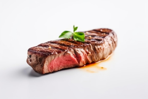 Lekkere biefstuk van de grill op een lichtwitte achtergrond met vuur en rook food fotografie food styling