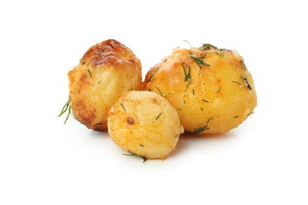 Lekkere gebakken aardappel geïsoleerd op een witte achtergrond.