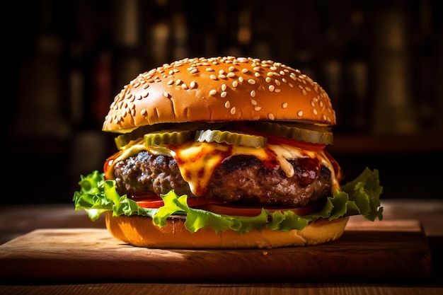 Foto lekkere hamburger ai gegenereerd