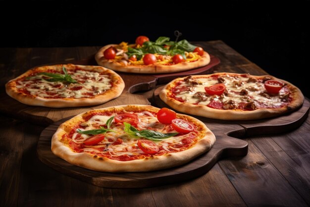 Lekkere Italiaanse pizza's op houten tafel