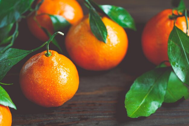 Lekkere mandarijnen op tafel Macro food fotografie Het concept van gezond eten en lifestyle