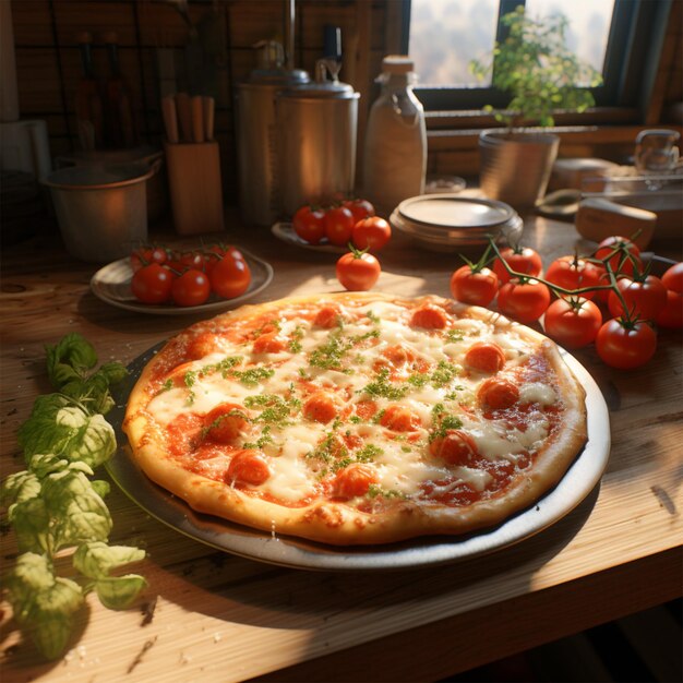 Lekkere pizza op tafel in de keuken