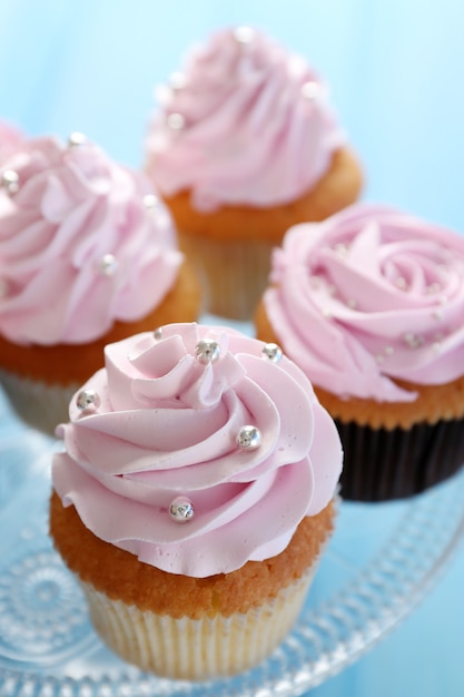 Lekkere roze cupcakes close-up