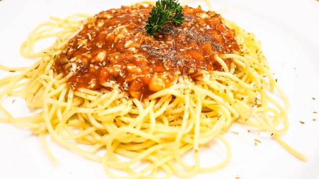 Lekkere smakelijke pasta spaghetti met tomatensaus a