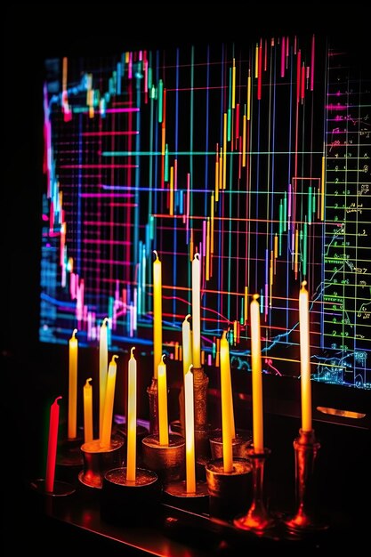 Foto lekkere stock magic wisselkoersen bedrijfsgegevens op schermschilderen