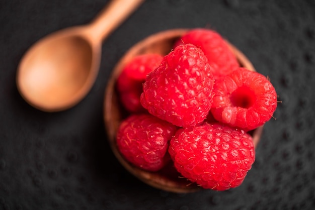 Lekkere verse frambozen close-up. Gezond eten. Vers fruit.