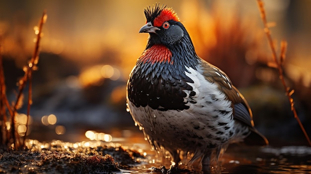 Lekking Black Grouse on Spring Swamp Capturing Spring Colors