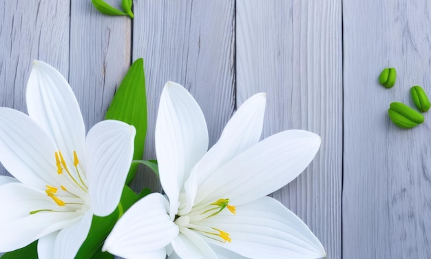 Leliebloemen op een witte houten achtergrond