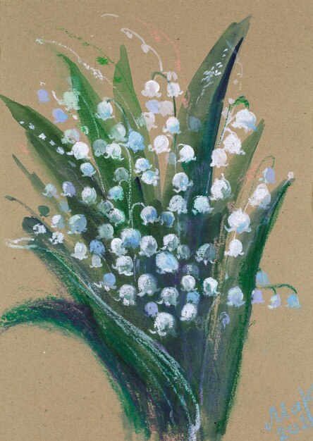 lelietje-van-dalen aquarel illustratie. botanische bloem op een afgelegen witte achtergrond