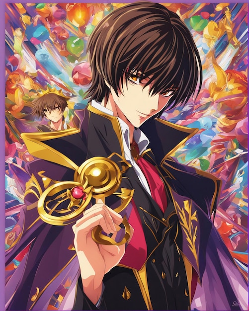 Premium AI Image  Lelouch Lamperouge cartoon character digital art