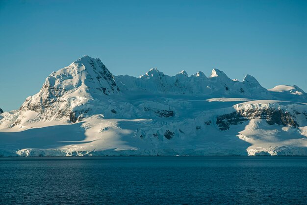 Lemaire strait coastal landscape mountains and icebergs Antarctic Peninsula Antartica