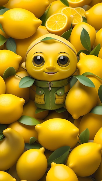 Lemon 3d cartoon character illustration