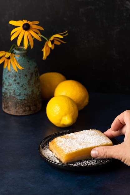 Lemon bar on table