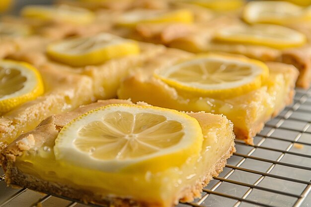 Lemon bars on a cooling rack