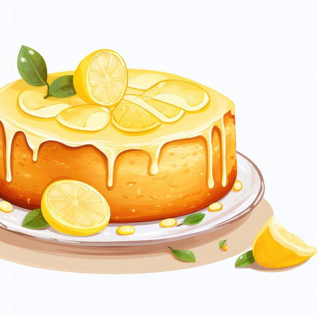 Foto lemon cake clipart geïsoleerd op witte achtergrond