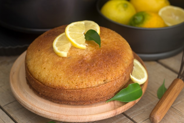 Lemon cake and lemons