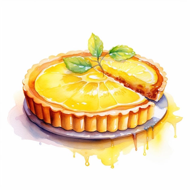 A lemon cheese cake white background