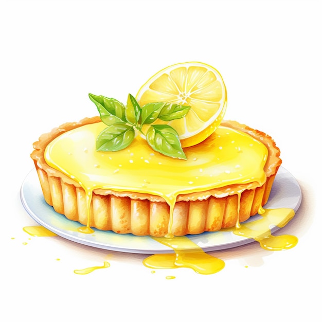 Photo a lemon cheese cake white background