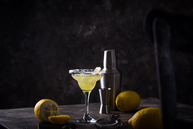 Lemon citrus margarita or martini cocktail