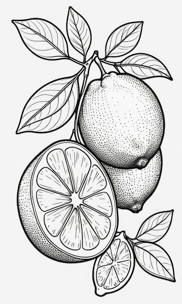 Photo lemon coloring page for kids